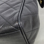 Chanel Shoulder Bag Quilted Caviar Leather Black Gold — view 6