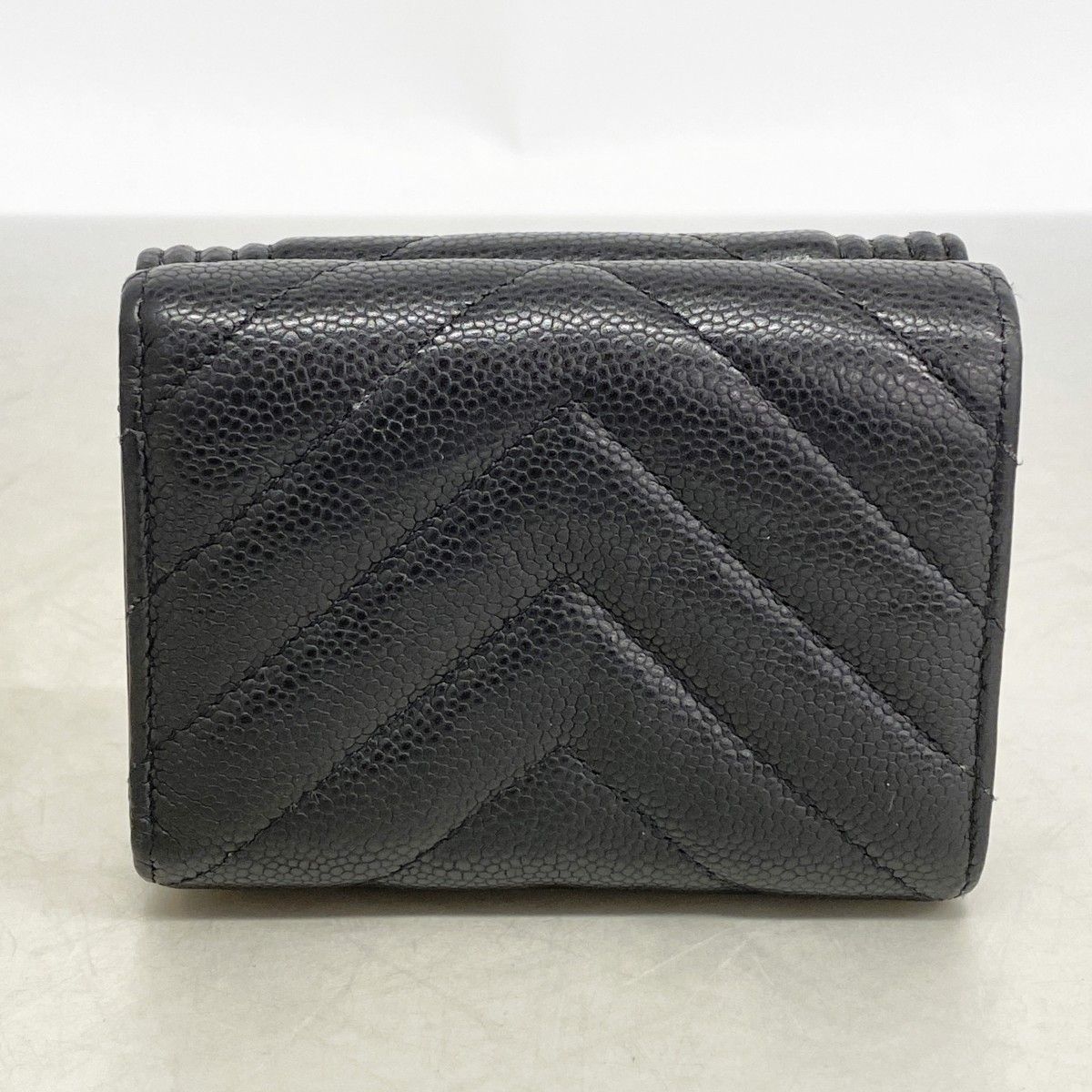 Chanel Trifold Wallet Boy Caviar Leather Black Gold — view 9