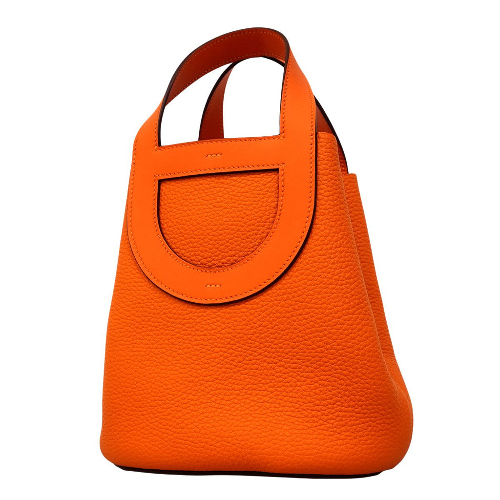 Hermes Handbag in the Loop 18 Taurillon Clemence Orange Silver