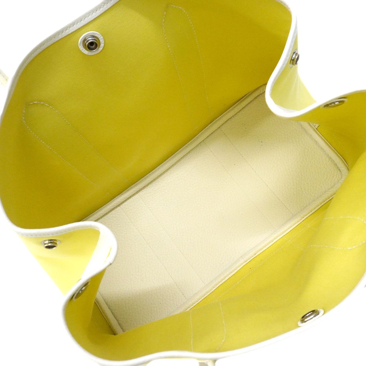 Hermes Tote Garden Party PM Toile Officier Yellow White Silver — view 4