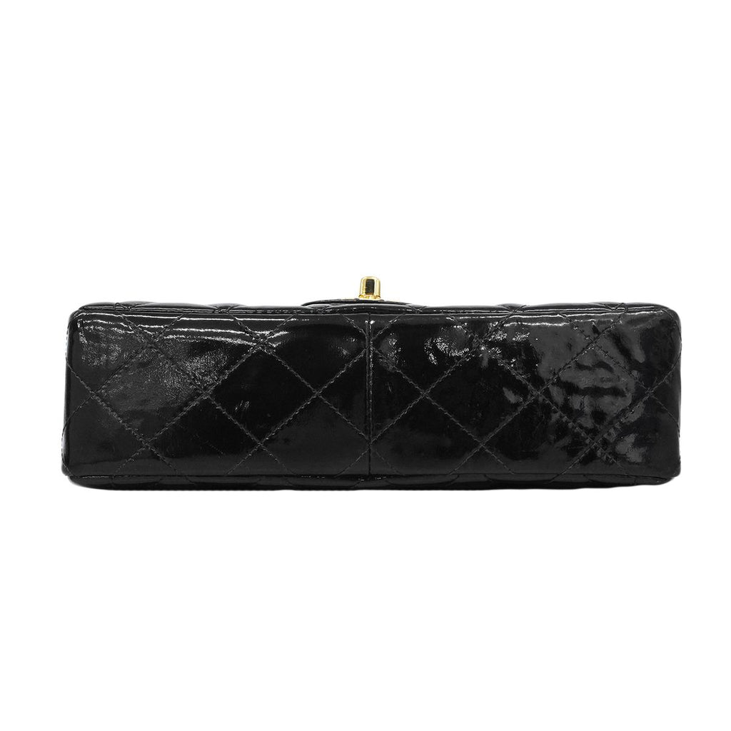 Chanel Shoulder Bag Quilted Patent Leather Black Gold — view 3