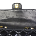 Chanel Shoulder Bag Quilted Patent Leather Black Gold — view 6