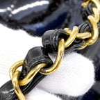 Chanel Shoulder Bag Quilted Patent Leather Black Gold — view 9