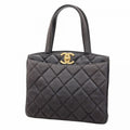 Chanel Handbag Quilted Jumbo CC Logo Lambskin Black Gold