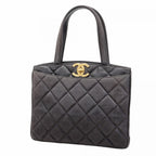 Chanel Handbag Quilted Jumbo CC Logo Lambskin Black Gold