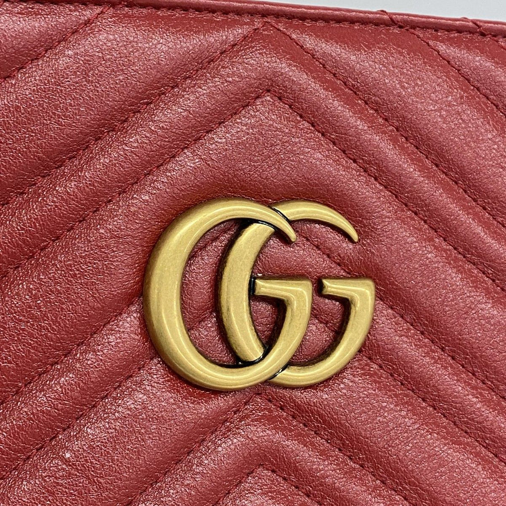 Gucci Chain Tote GG Marmont Leather Red Gold — view 7
