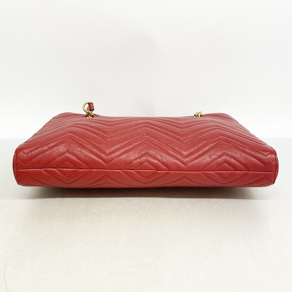 Gucci Chain Tote GG Marmont Leather Red Gold — view 3