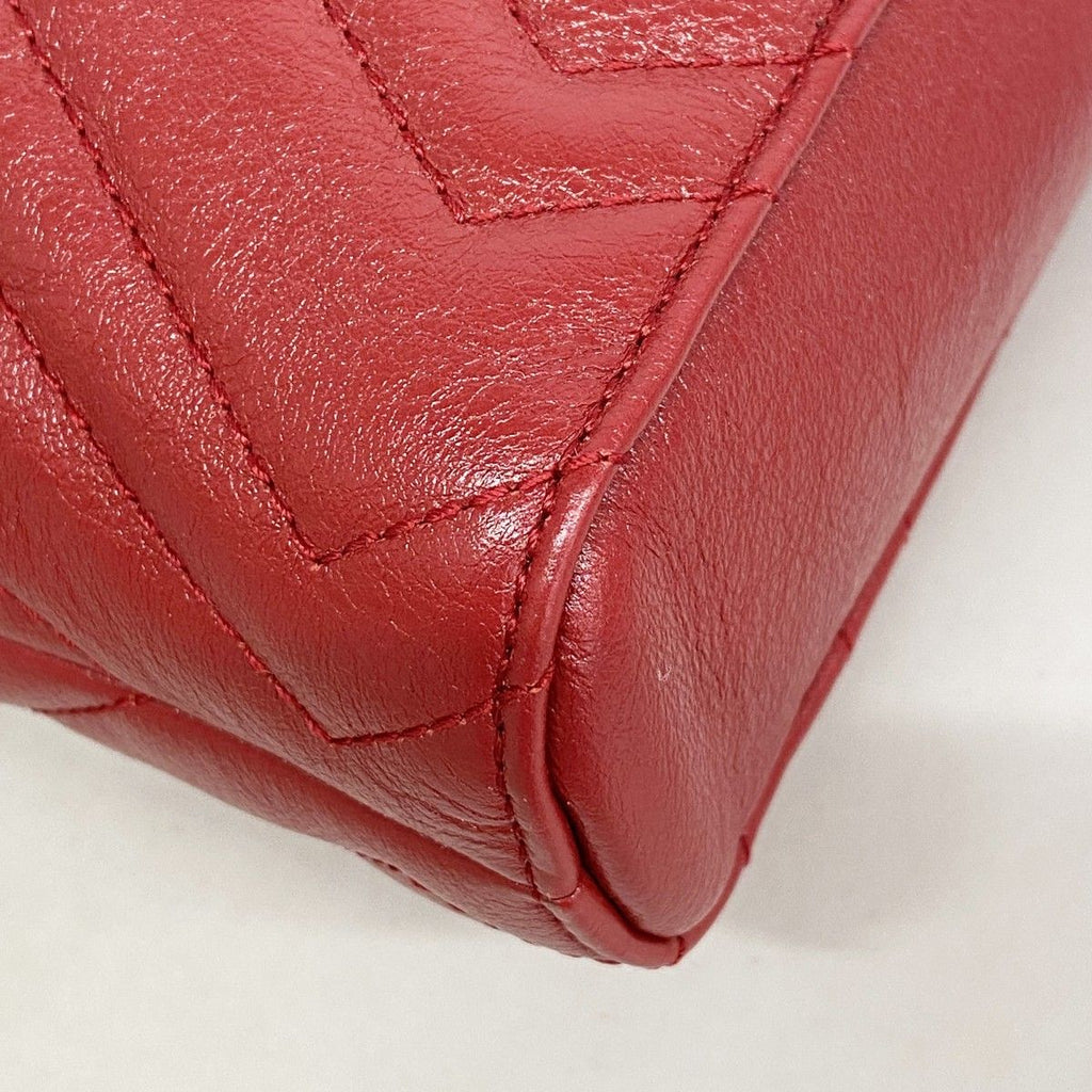 Gucci Chain Tote GG Marmont Leather Red Gold — view 6