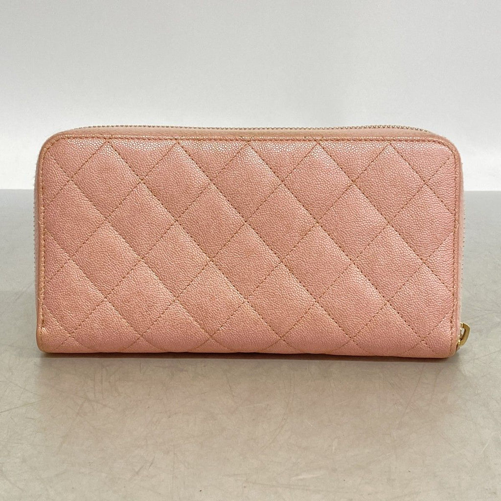 Chanel Wallet Quilted Caviar Leather Pink Champagne Gold — view 9