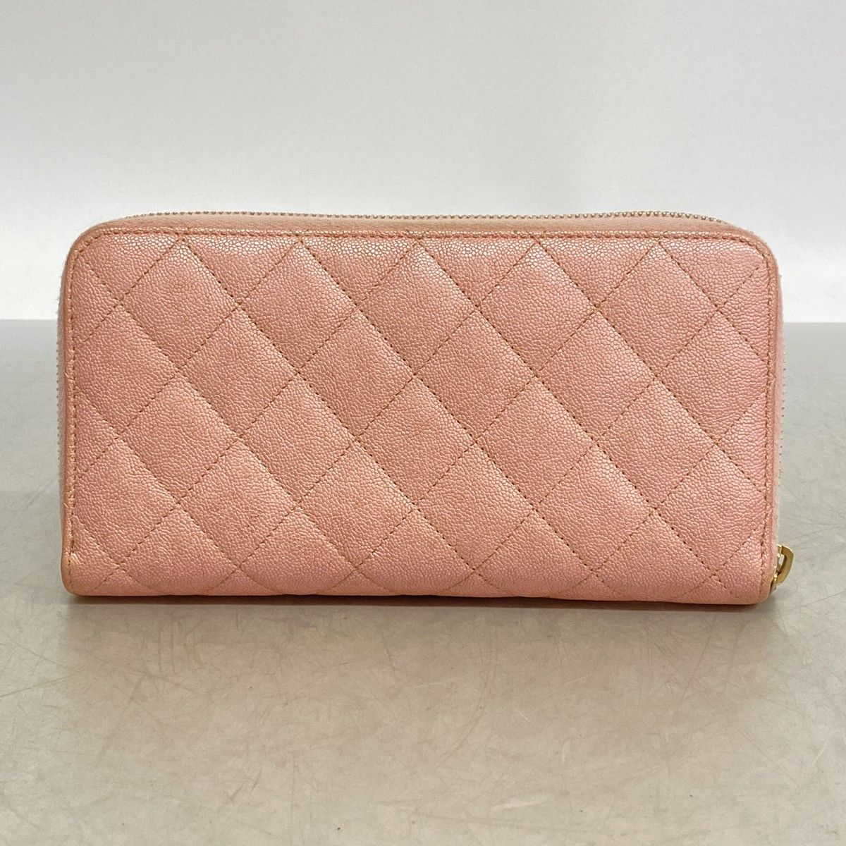 Chanel Wallet Quilted Caviar Leather Pink Champagne Gold — view 9