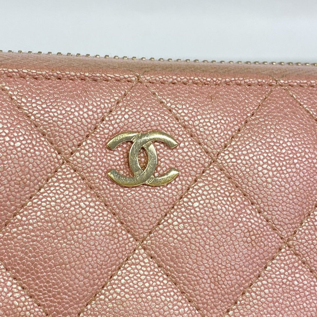 Chanel Wallet Quilted Caviar Leather Pink Champagne Gold — view 8