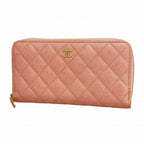 Chanel Wallet Quilted Caviar Leather Pink Champagne Gold