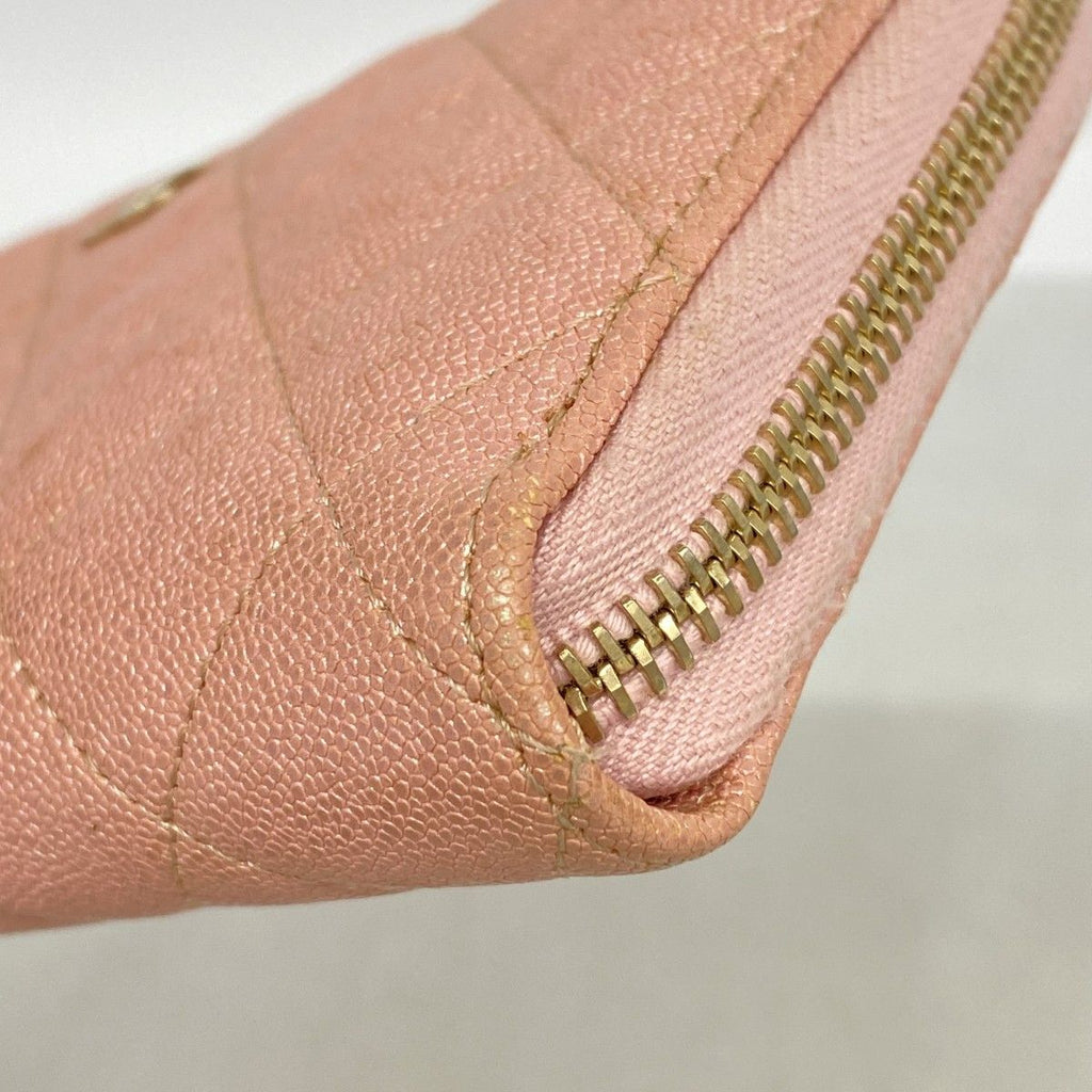 Chanel Wallet Quilted Caviar Leather Pink Champagne Gold — view 6