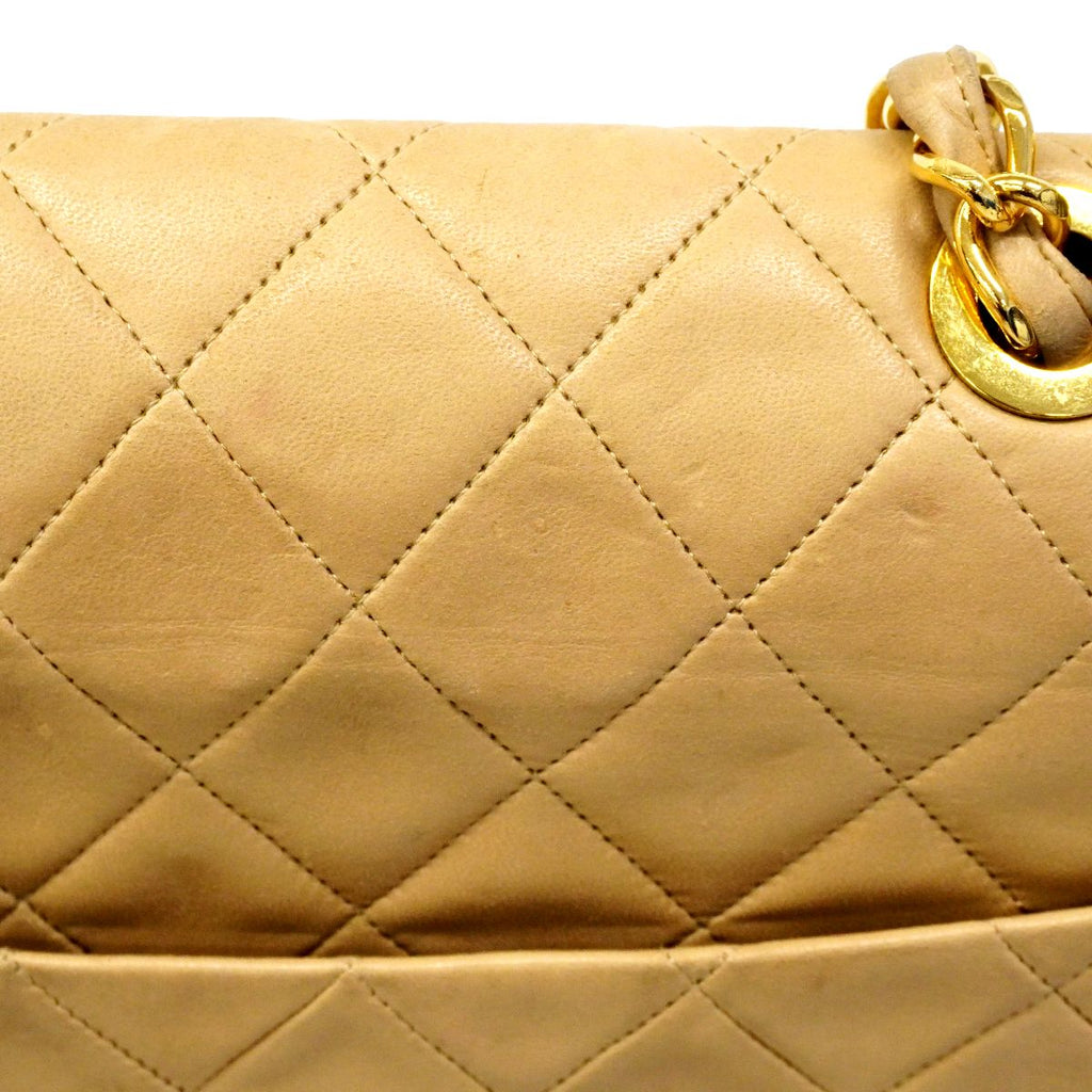 Chanel Shoulder Bag Deca Quilted Lambskin Beige Gold — view 9