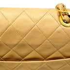 Chanel Shoulder Bag Deca Quilted Lambskin Beige Gold — view 9