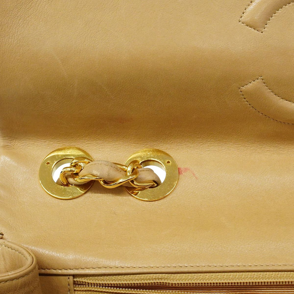 Chanel Shoulder Bag Deca Quilted Lambskin Beige Gold — view 8