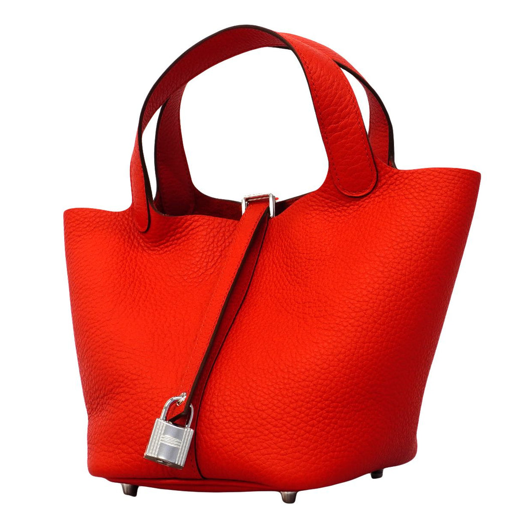Hermes Handbag Picotin Lock PM Taurillon Clemence Silver