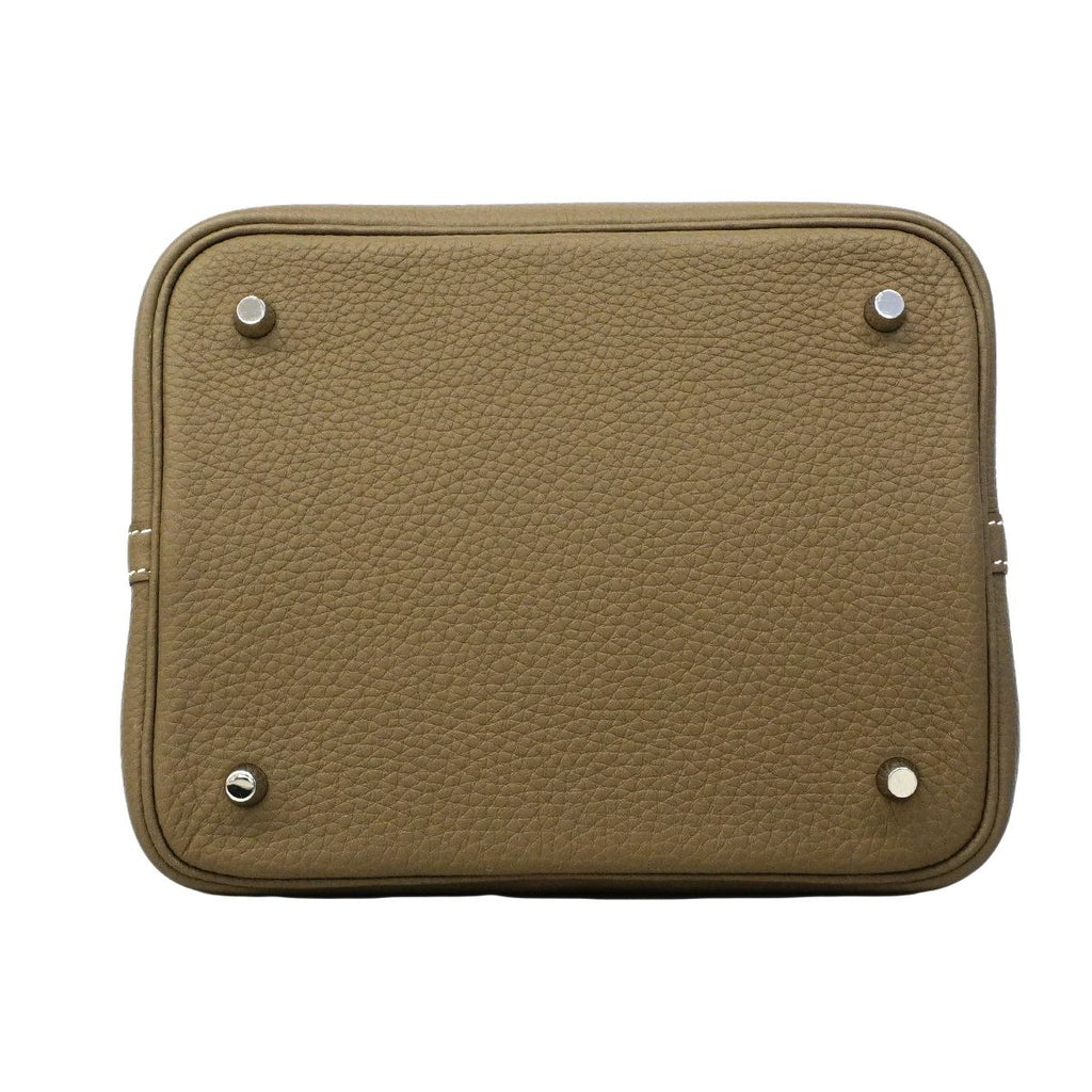 Hermes Handbag Picotin Lock MM Taurillon Clemence Etoupe Silver — view 3
