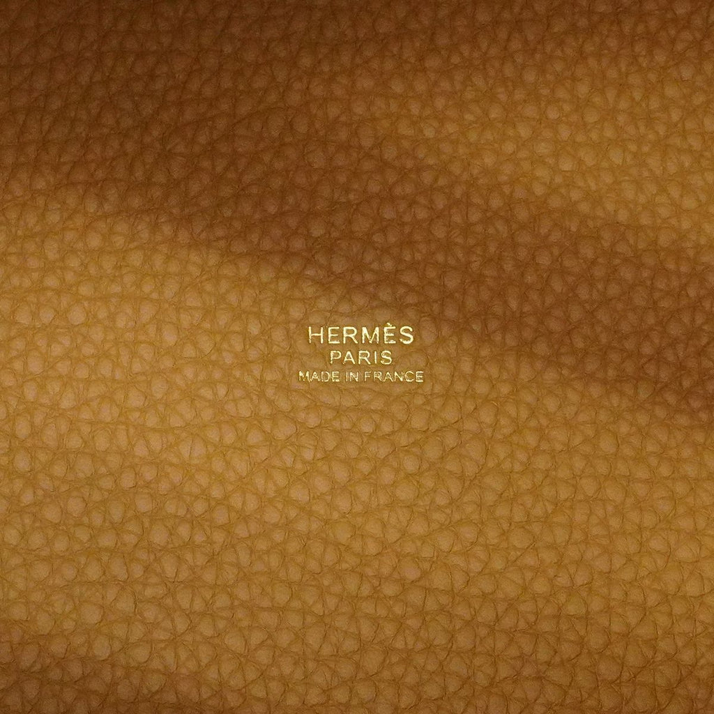 Hermes Handbag Picotin Lock MM Taurillon Clemence Biscuit Gold — view 5