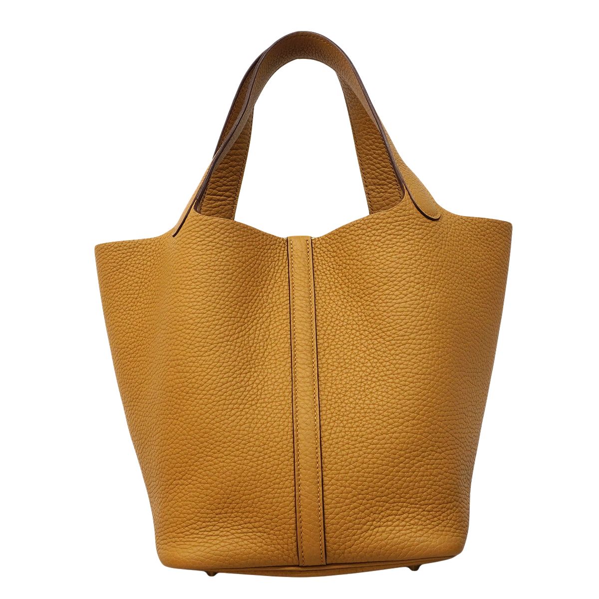 Hermes Handbag Picotin Lock MM Taurillon Clemence Biscuit Gold — view 7