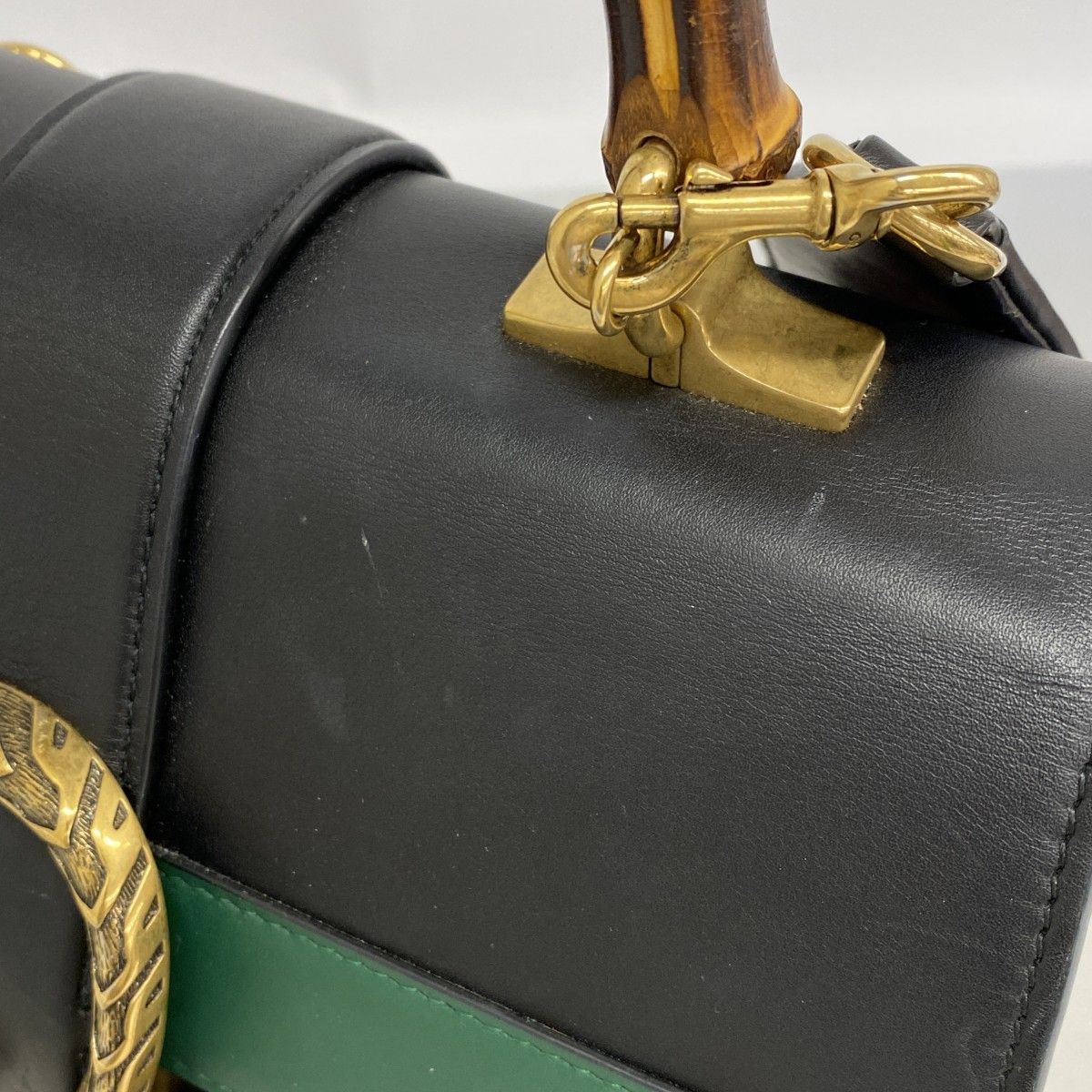 Gucci Handbag Bamboo Duonysus Leather Black Gold 2-Way — view 7