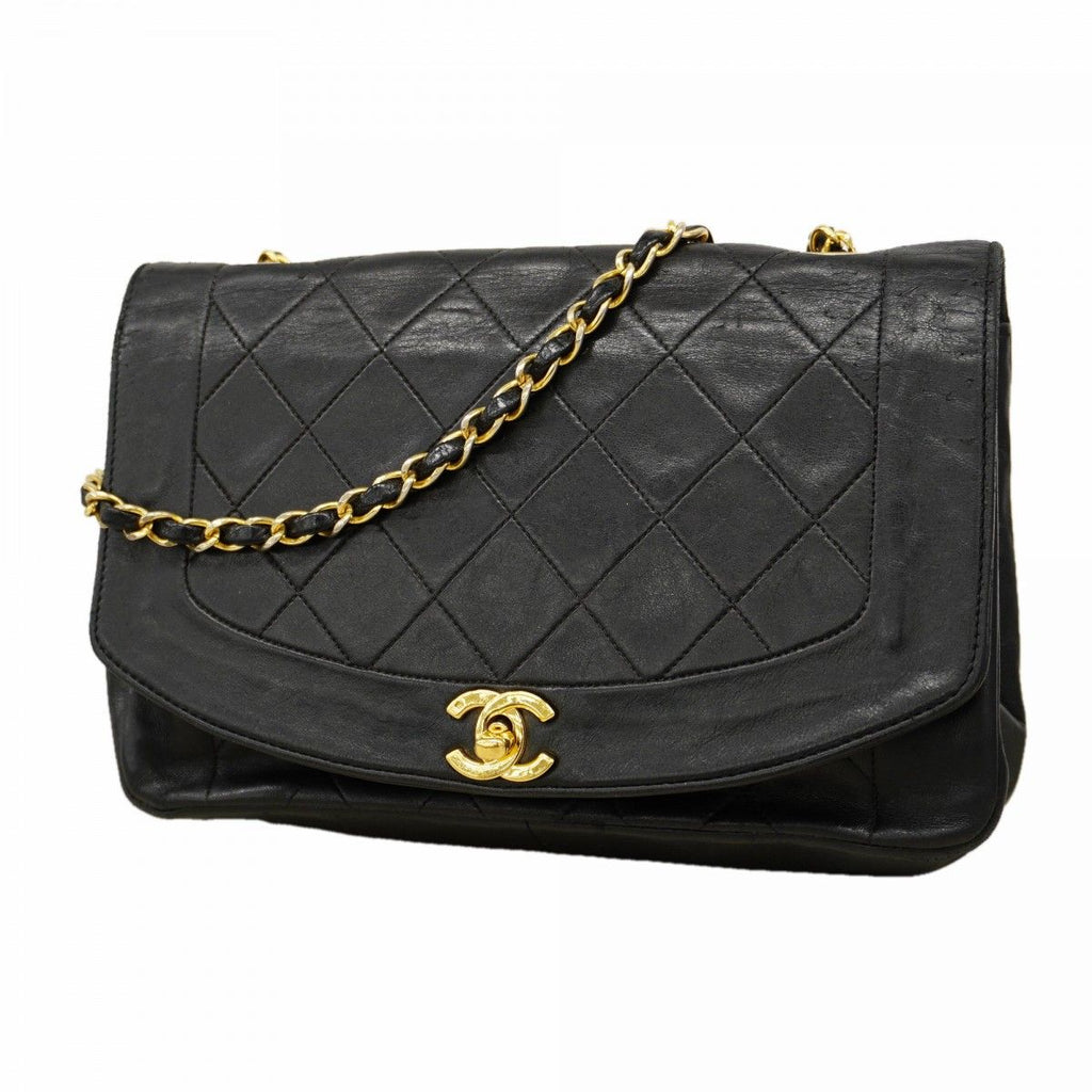 Chanel Shoulder Bag Diana Lambskin Black Gold