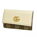 Gucci Key Case GG Marmont Supreme Leather Ivory Brown Gold Key Holder