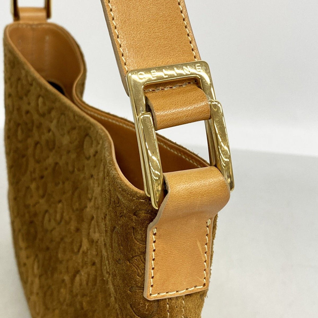 Celine Shoulder Bag C Macadam Suede Brown Gold — view 9