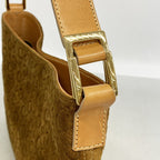 Celine Shoulder Bag C Macadam Suede Brown Gold — view 9
