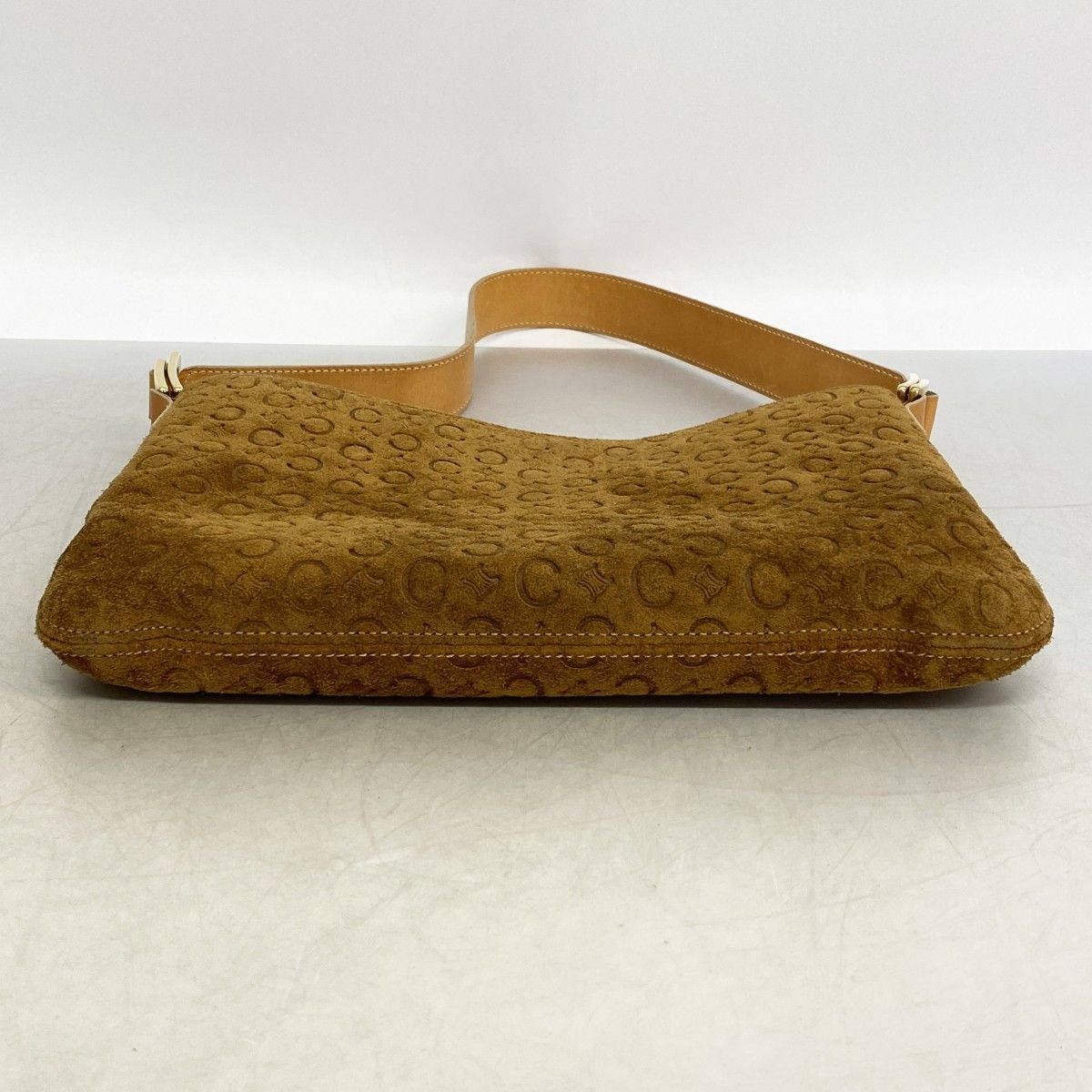 Celine Shoulder Bag C Macadam Suede Brown Gold — view 3