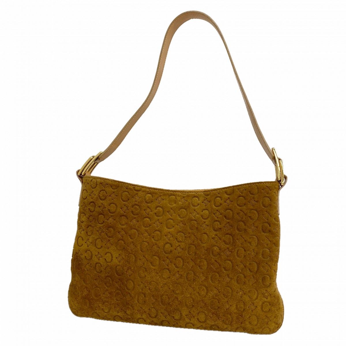 Celine Shoulder Bag C Macadam Suede Brown Gold