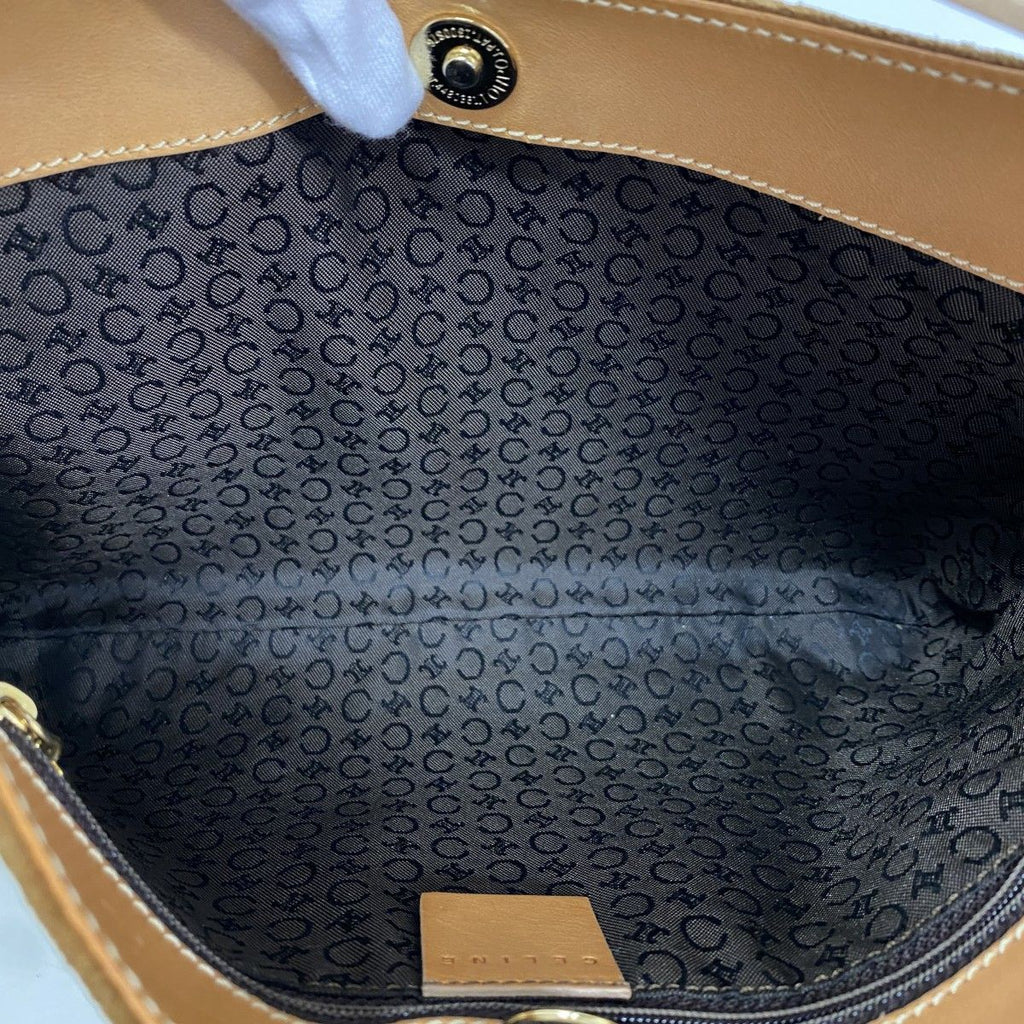 Celine Shoulder Bag C Macadam Suede Brown Gold — view 4