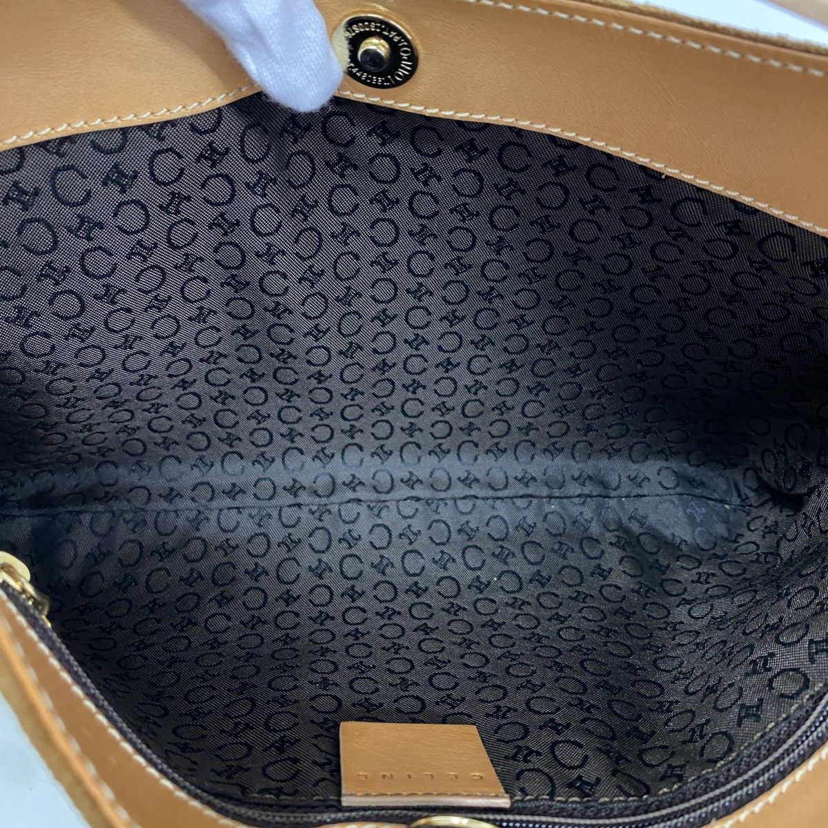 Celine Shoulder Bag C Macadam Suede Brown Gold — view 4