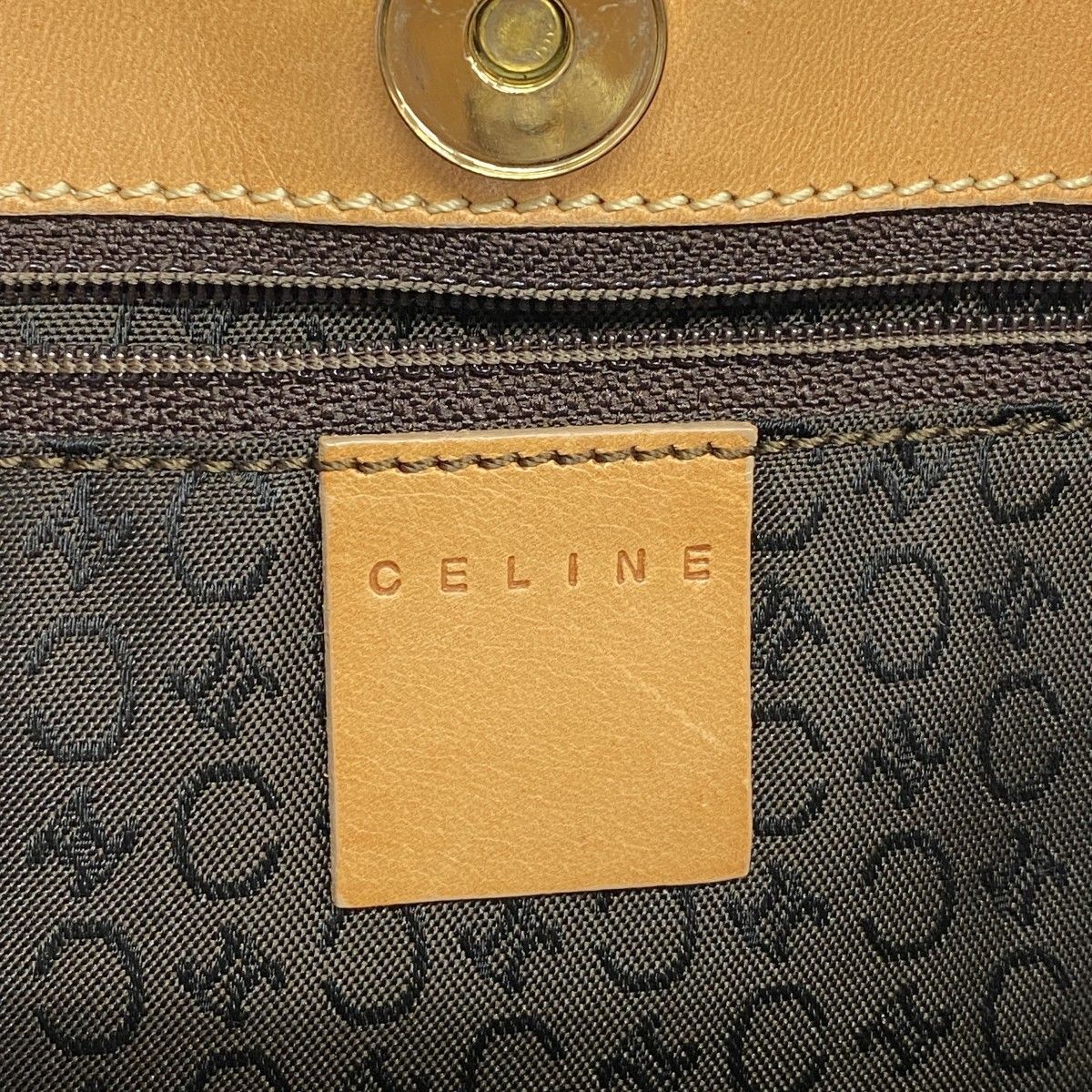 Celine Shoulder Bag C Macadam Suede Brown Gold — view 5