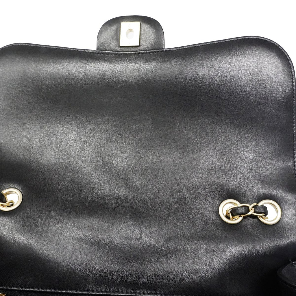 Chanel Shoulder Bag Deca Quilted Lambskin Black Champagne Gold — view 8