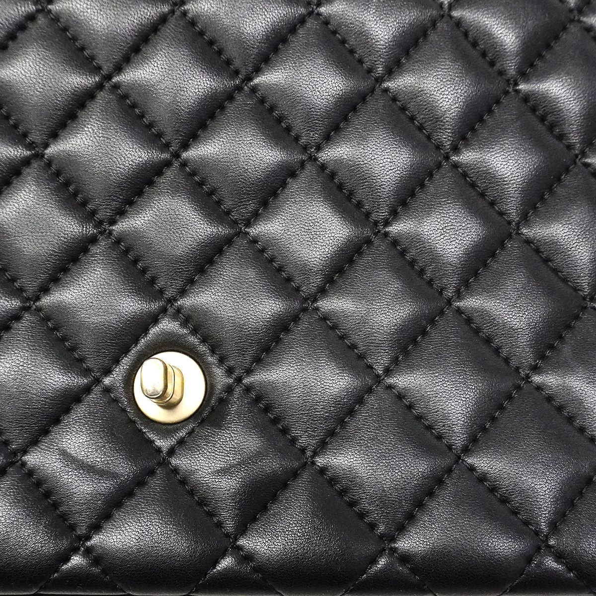 Chanel Shoulder Bag Deca Quilted Lambskin Black Champagne Gold — view 9