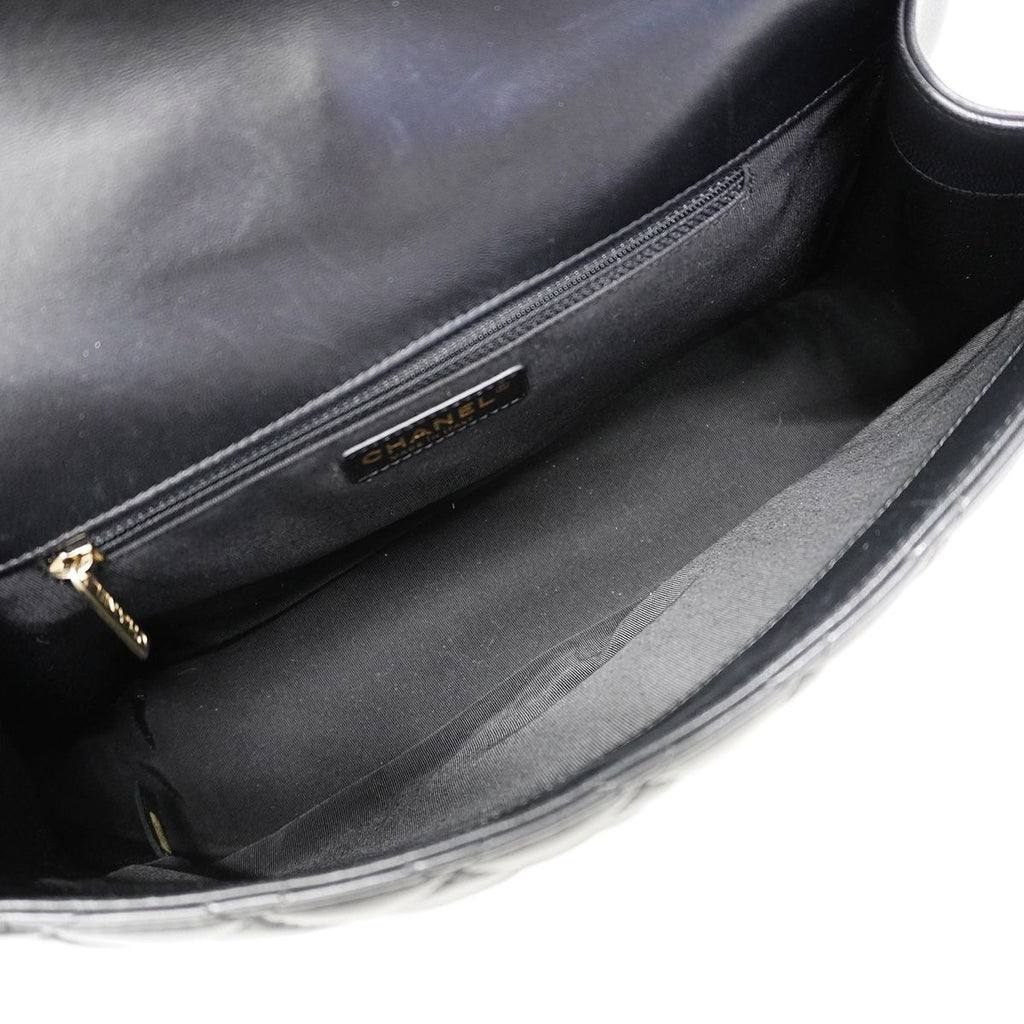 Chanel Shoulder Bag Deca Quilted Lambskin Black Champagne Gold — view 4