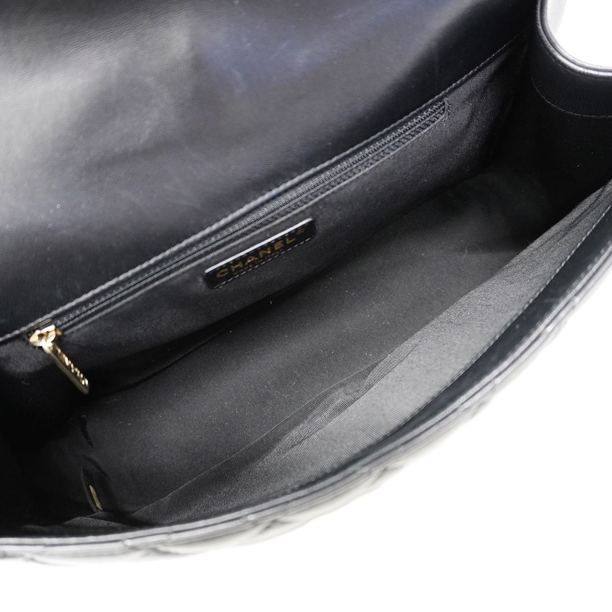 Chanel Shoulder Bag Deca Quilted Lambskin Black Champagne Gold — view 4