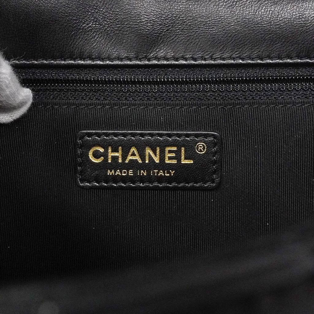 Chanel Shoulder Bag Deca Quilted Lambskin Black Champagne Gold — view 5