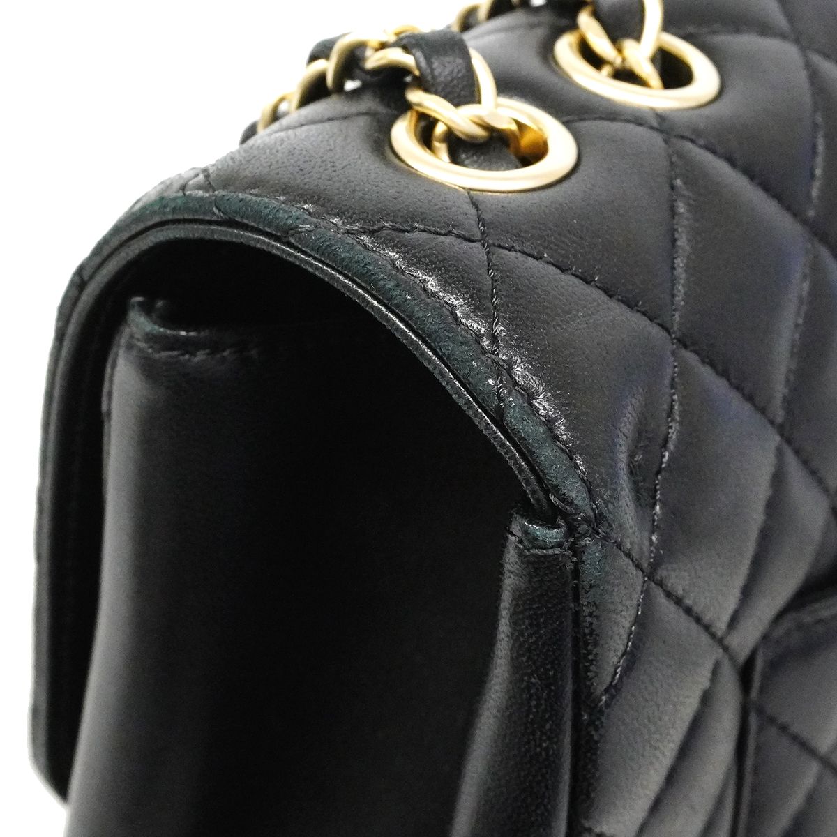 Chanel Shoulder Bag Deca Quilted Lambskin Black Champagne Gold — view 6