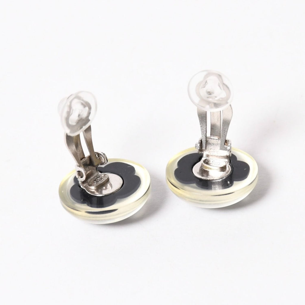 Chanel CC Logo Earrings 04 Button Flower Camellia Clear Resin — view 2