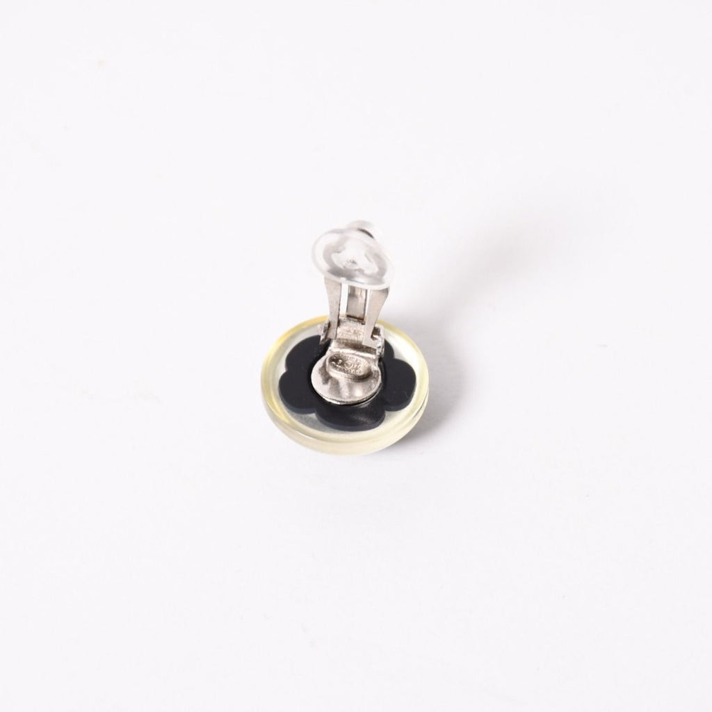 Chanel CC Logo Earrings 04 Button Flower Camellia Clear Resin — view 5