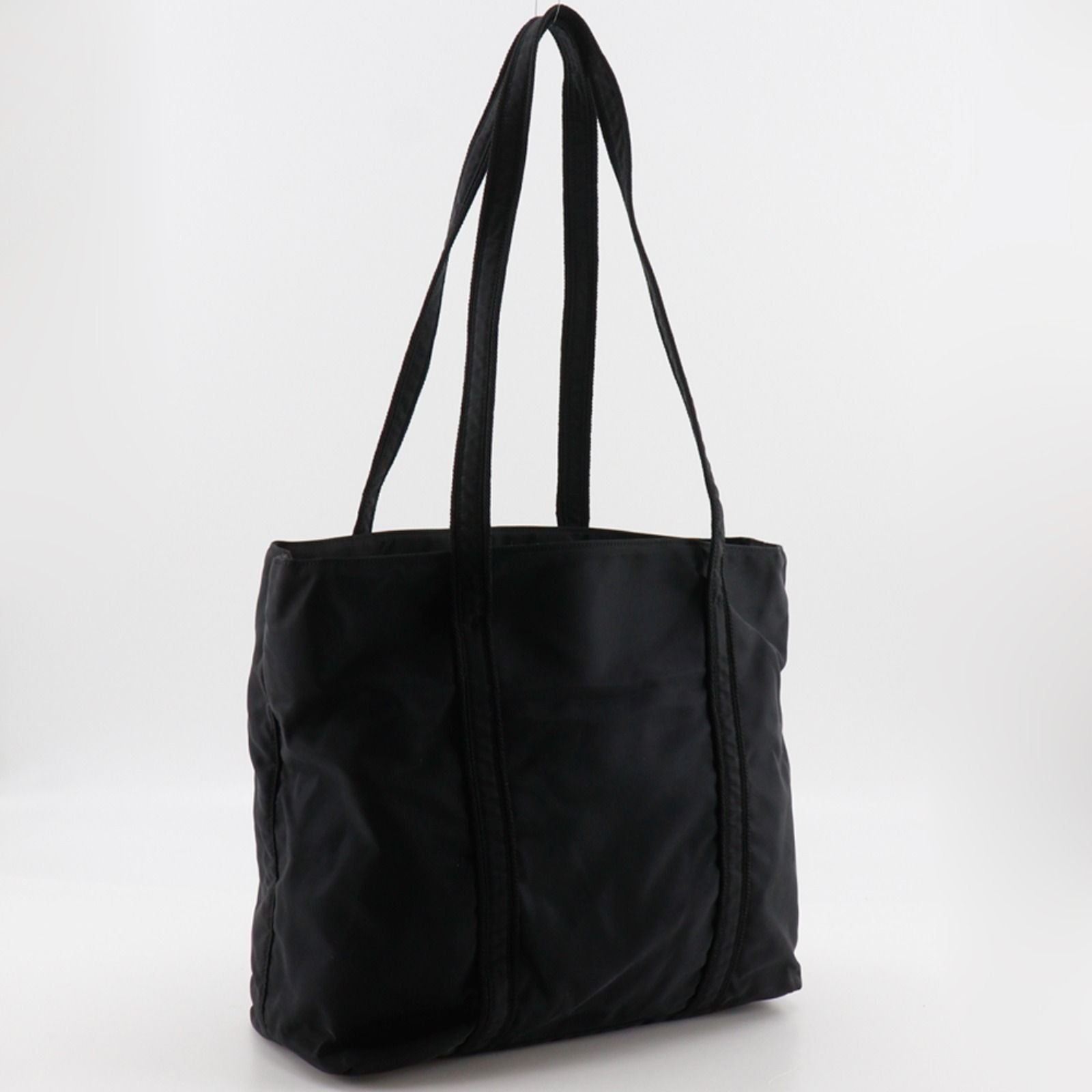 Prada Logo Embroidery Nylon Black Tote — view 3