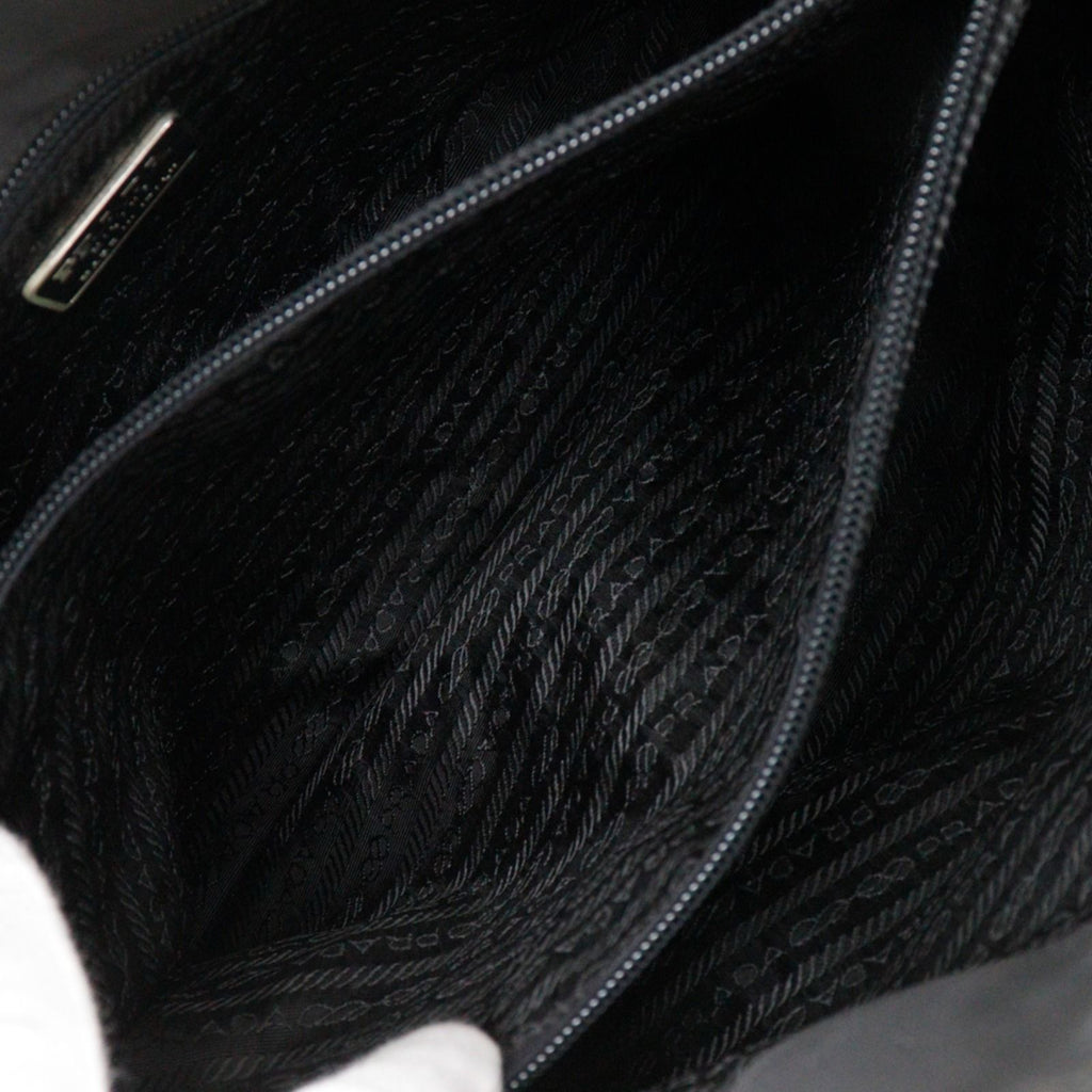Prada Logo Embroidery Nylon Black Tote — view 7