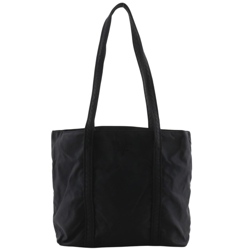 Prada Logo Embroidery Nylon Black Tote