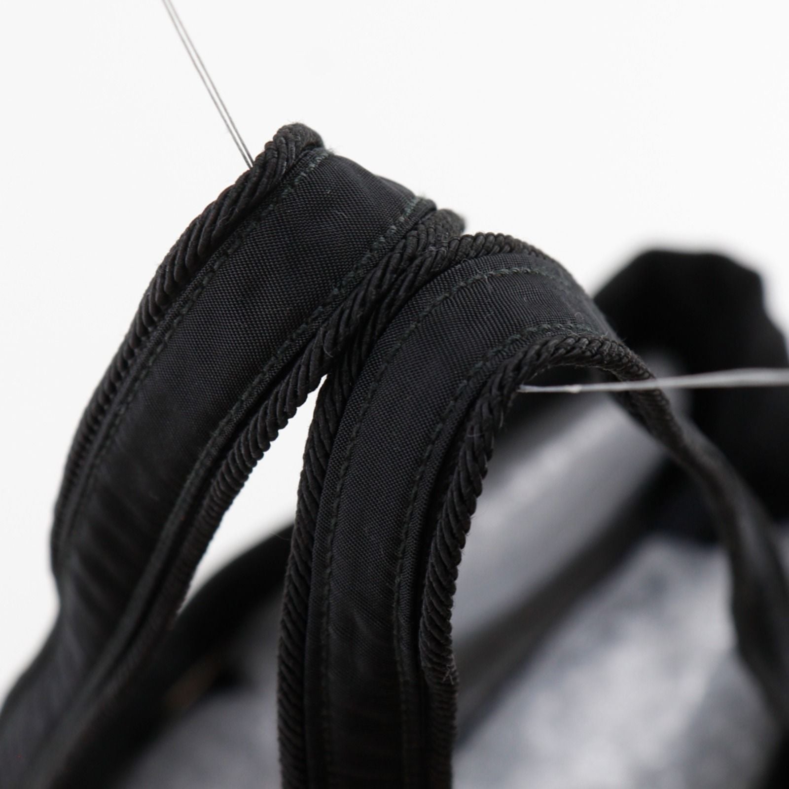 Prada Logo Embroidery Nylon Black Tote — view 5