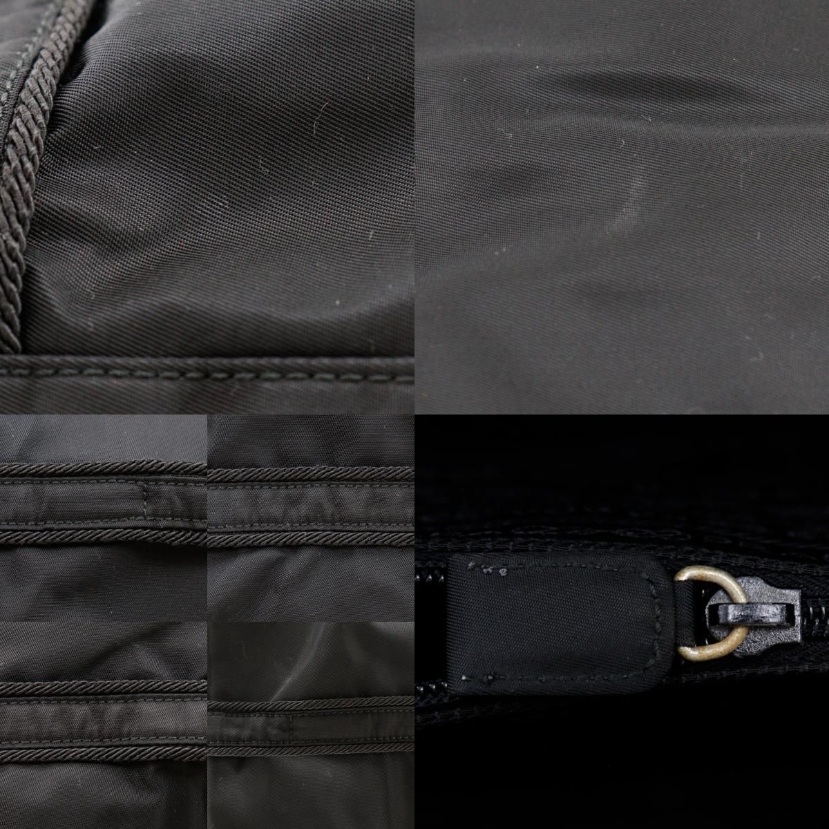Prada Logo Embroidery Nylon Black Tote — view 9
