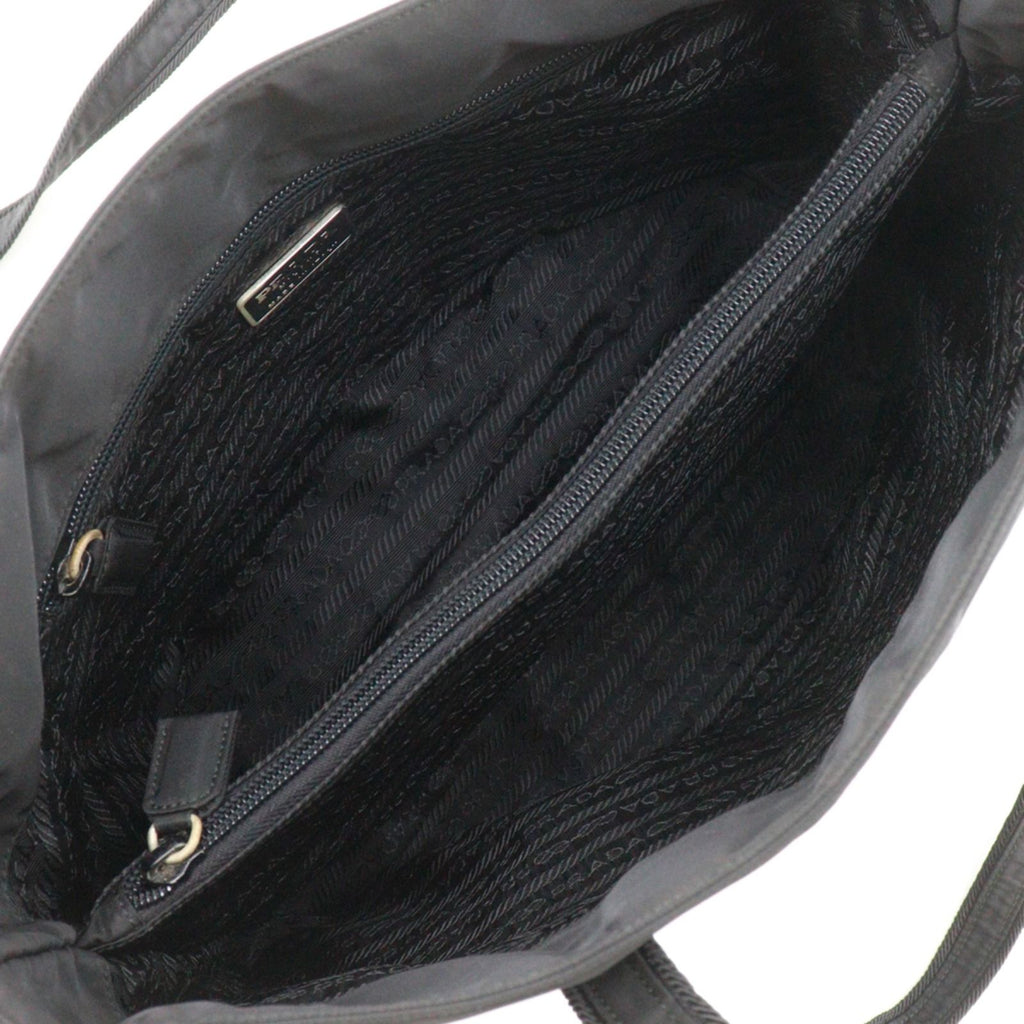 Prada Logo Embroidery Nylon Black Tote — view 6