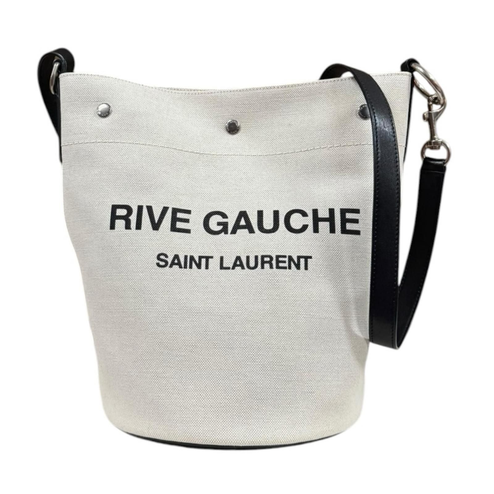 Saint Laurent Rive Gauche Bucket Bag Canvas Beige — view 3