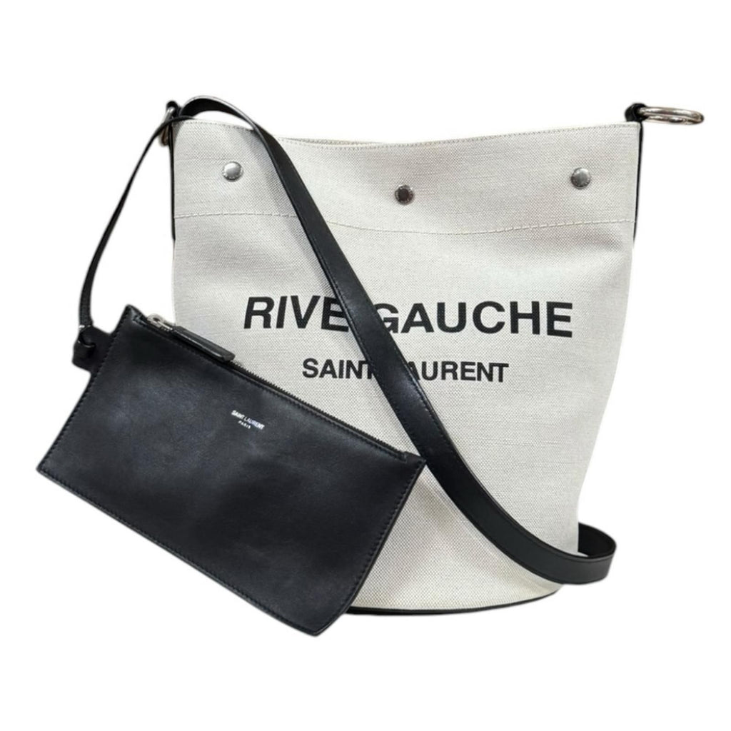 Saint Laurent Rive Gauche Bucket Bag Canvas Beige